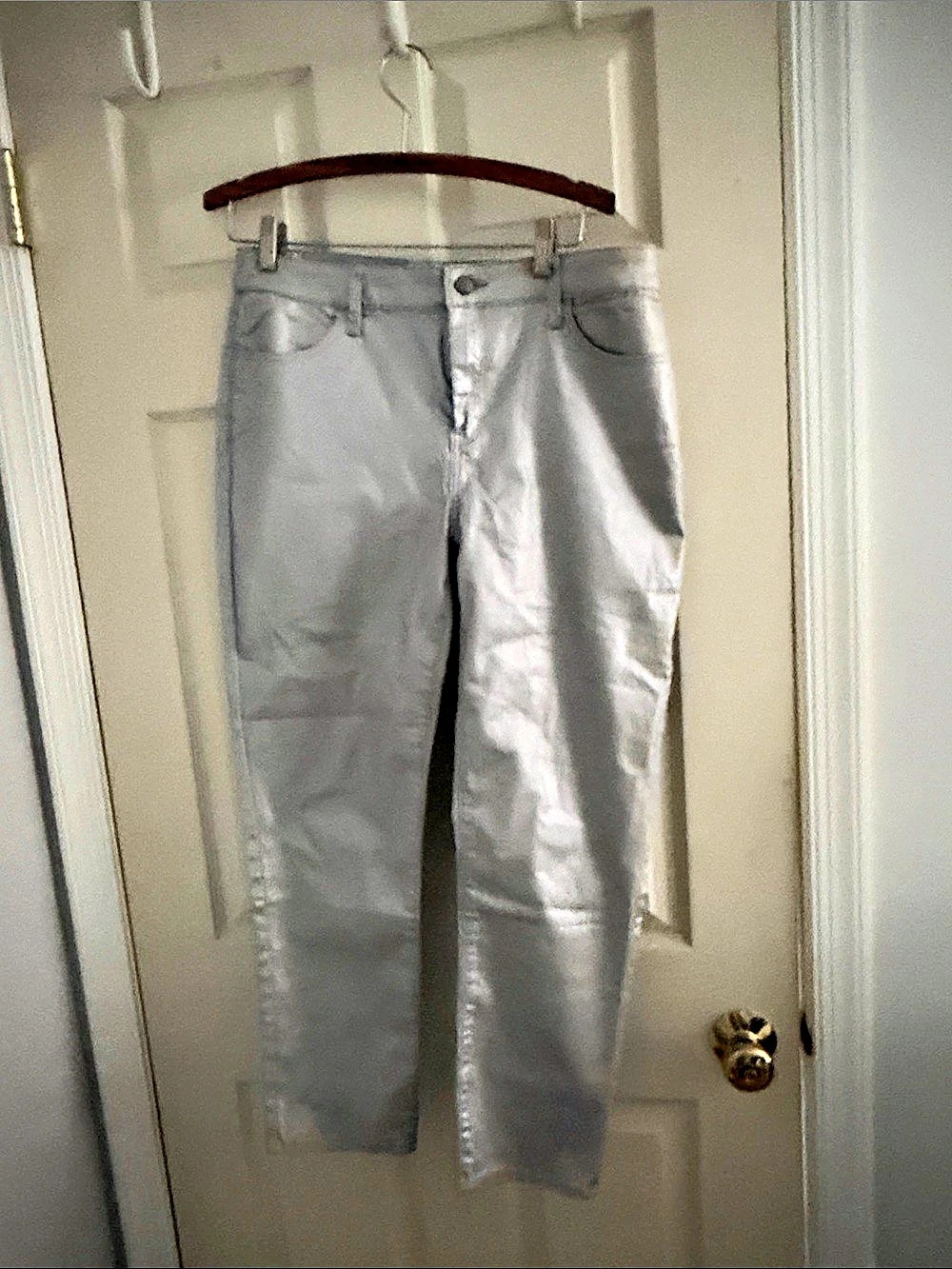 Silver Straight Leg Jeans Like New slim coated